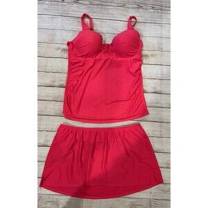 Cacique Swim by Cacique Pink 2 Piece Tankini/Skort - Top 42D/bottom 20